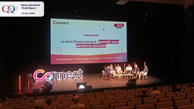 Round table in the auditorium at CONNECT 2026 about raising money and growing without losing control.
